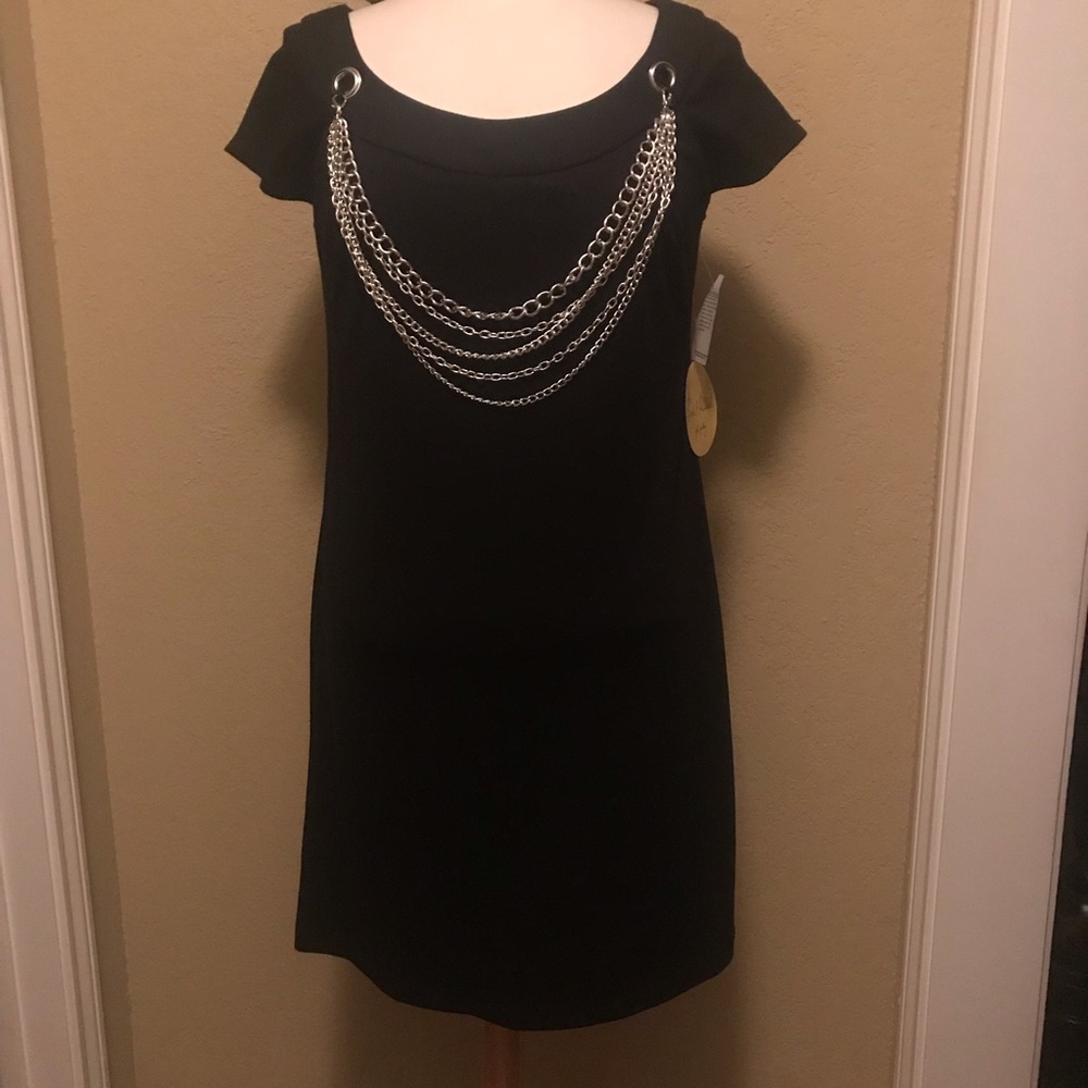 Little Black Dress by Emma & Michelle w/Beautiful Silver Attached Jewelry - NWT